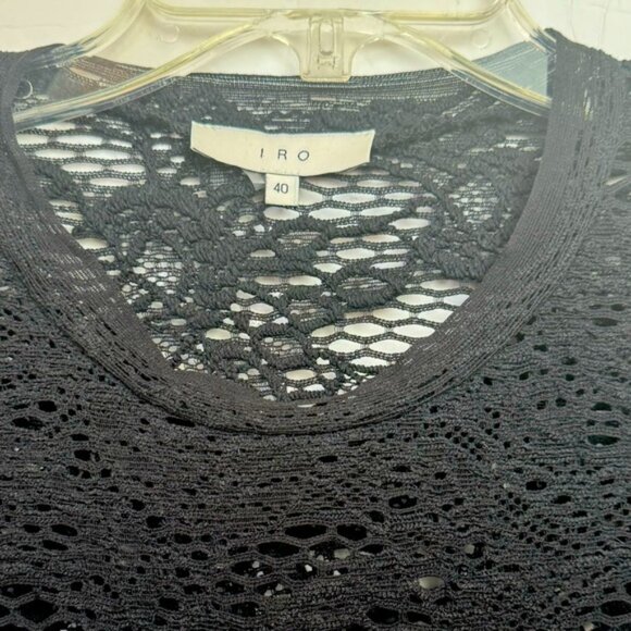 IRO Crochet Lace Cotton Blend Sweater Crew Neck Knit Long Sleeves Sheer Black 40 - Picture 7 of 16
